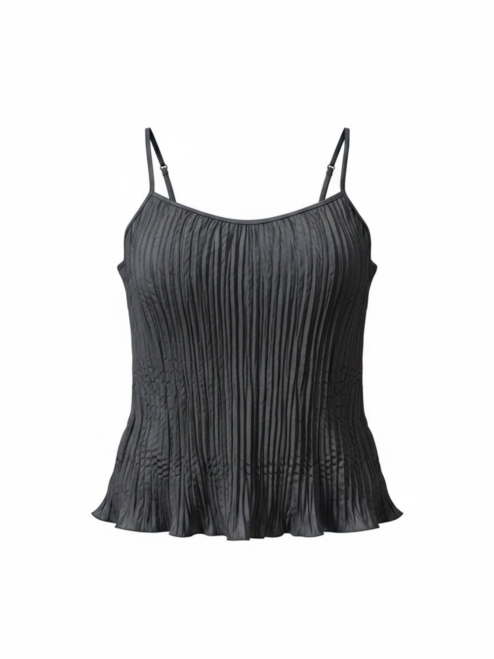 Women's Black Pleated Cami Tank Top